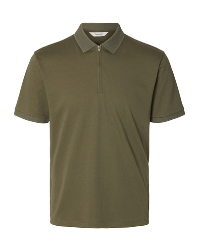 Selected - SLMFave Noos Zip Polo - Kalamata